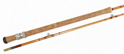 J S Sharpe Aberdeen impregnated split cane spinning carp/pike rod, 9ft 2pc 20