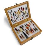 A six layer wood salmon fly box made by G Abel, Turriff. Retailed by Hendersons of Turriff. 10" x