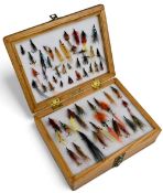 A six layer wood salmon fly box made by G Abel, Turriff. Retailed by Hendersons of Turriff. 10