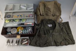 Cantilever tackle box with a good collection of spinning lures, including Toby and Colorado