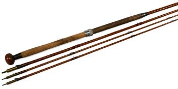W Cummins Maker Bishops Auckland Anglo American split cane salmon fly rod, 15ft 6