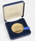 Rare House of Hardy Museum and Country Store gilt finished medal, 44ml dia, House of Hardy crest