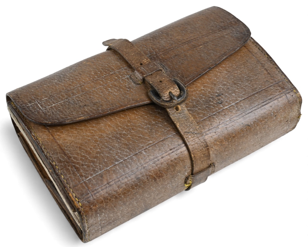 Farlow, 191 The Strand London, leather fly wallet, 6" x 4" x 2" with 16 salmon flies with wrap