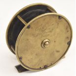 Extremely rare Chas Farlow Maker, 191 Strand, London 3 ¾" all brass salmon fly reel, with rotating