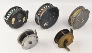 A collection of alloy reels, as follows: Intrepid Gear Fly Lightweight multiplier alloy trout fly