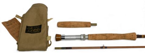 J Sharpe Ltd Aberdeen Model 2 impregnated split cane trout fly rod 705-233, alloy down locking