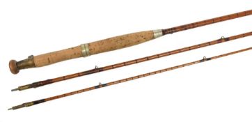 Westley Richards & Co Ltd Birmingham, split cane trout fly rod, 9ft 3pc, alloy and brass reel