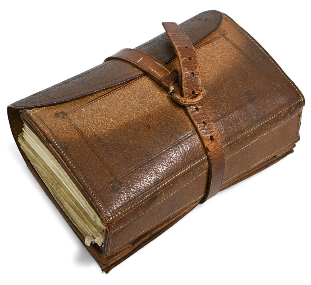 Fine Hardy Bros large leather salmon fly wallet 7" x 4" x 3" with twin bellows pockets with tool