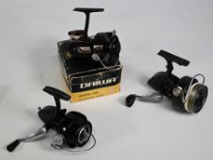 Daiwa 7280A fixed spool LHW reel, good bail, spool tensioner, on/off check, in tatty original box