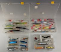 Collection of approximately 50 fresh and saltwater lures, in sizes up to 17cm, including a few