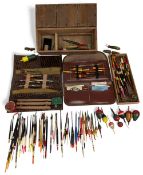 Period Fishing Floats: good collection to include quill examples cork bobber, with two float