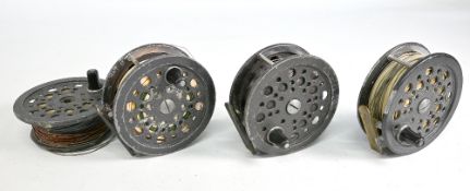 Three Shakespeare by JW Young Super Condex salmon fly reels, 4 ¼