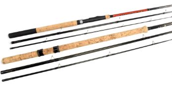 Unusual Fiba 13' 3 piece carbon match rod, built on a Hardy? type blank, carbon splice tip, cork