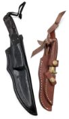 Collectors Hunting Knives: a double set of Seki cut Japanese hunting knives in leather pouch, and