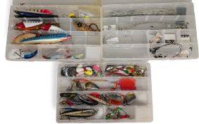 3x Plastic Fishing Tackle Boxes with contents of lures, spinners, plugs, spoons Cabelas 10