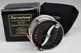 A fine and scarce Saracione Mk IV RHW salmon fly reel, 4 ¼