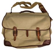 Large John Chapman Co double canvas bag/ satchel luggage, with leather trim webbing shoulder stap