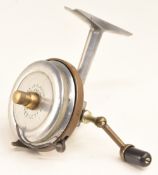 Rare Arthur Allan of Glasgow Spinet Salmon size threadline reel, alloy spool, brass flier and