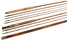 Hardy Alnwick split cane fly rod No 29509, 11ft 3pc with spare tip with brass cape tip tube, brass