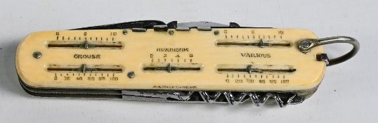 Scarce Asprey's of London Combination Game Counter Pen Knife - reg 774524 - with maker's details,