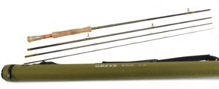 Greys Alnwick X-Flite carbon trout fly rod, 11ft 4pc line 7#, alloy double uplocking reel seat and