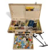 Portable wooden fly tyers chest measuring 23 ½