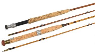 Sharpes & Co Ltd Aberdeen impregnated cane trout fly rod, 9ft 6
