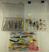 Collection of plastic single and jointed lures up to 14cm, makers include Rapala, Abu, Heddon,