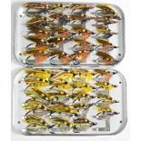 Collection of 40x attributed Megan Boyd Salmon flies fully dressed single hook examples, sizes 4
