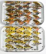 Collection of 40x attributed Megan Boyd Salmon flies fully dressed single hook examples, sizes 4