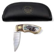 Franklin Mint limited edition Collectors Knife two hunting dogs - in original wallet. Over 18