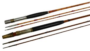 Army & Navy CSL Victoria Street, London, whole cane trout fly rod, 10ft 3pc, brass and alloy sliding