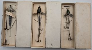 3x Hardy Bros Bait Mounts - all on original cards and boxes, a size 3 corkscrew spinner, a rare