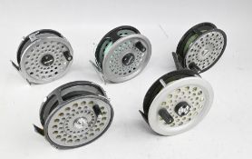5x classic alloy fly reels, Ryobi 444 with rim tensioner, Daiwa 230, Roddy 34 with rim tensioner and