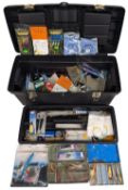 Plastic Fishing Tackle Storage Box, with mainly sea fishing tackle, jelly lures, weights, hooks,