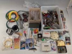 Collection of Fishing Tackle, Spoon Lures, Spinners, Flies, Hooks, lines, fishing tools, a box of