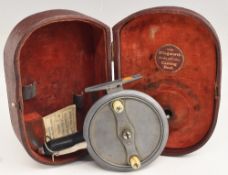 Illingworth No.1 Patent casting reel, No. 406, backplate stamped Oil me please, reciprocating wooden