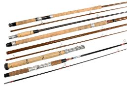 Steadfaste 14' 3 piece hollow glass match rod, cork handle, sliding reel rings, a Cel glass by