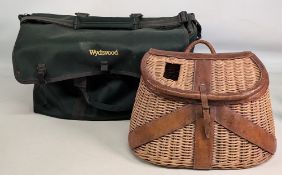 Good-looking Fishing Creel with leather edging and reinforcing, having an inch rule marking to