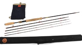 A scarce Hardy Pall Mall, London, carbon exclusive trout fly rod, 9ft 4pc line 7/8# with spare tip