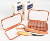 2x Hardy Neroda Fly Boxes both in red finish, a dry/wet box and a wet box appear unused in