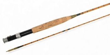 Unnamed split cane trout fly rod, 8ft 2pc alloy reel fittings with carbon insert, lined butt/tip