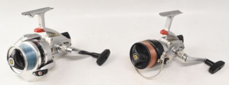 Daiwa fixed spool reels, both with good bail, on/off check and spool tensioners. Light use, run very