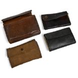 Unnamed leather wallet 5 ½" x 6 ½", 6 leaves and 9 colour prints of sea fish. Canvas wallet 6" x 4",