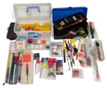 Fishing Float Collection: two fishing tackle boxes of float making equipment, a good collection of