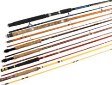 Collection of 6x fibreglass rods including 4x trout fly rods by Marco, Berkeley, Daiwa and East