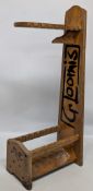 Rare G Loomis wooden tackle shop rod stand, for 16 rods or accessories, standing 32