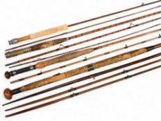 A collection of whole cane and split cane rods, as follows: Unnamed 10ft 2pc split cane trout fly