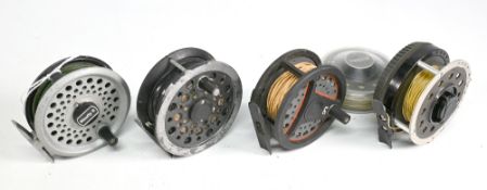 Garcia Mitchell 710 automatic fly reel, with spare spool, Leeda LC80 composite fly reel, JW