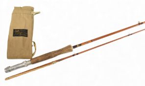 J S Sharpe Ltd Aberdeen spiked impregnated split cane trout fly rod, 9ft 6